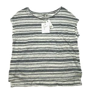 Joie Womens Shirt Size Small Kinsley Striped Linen Navy Cap Sleeve Casual $138